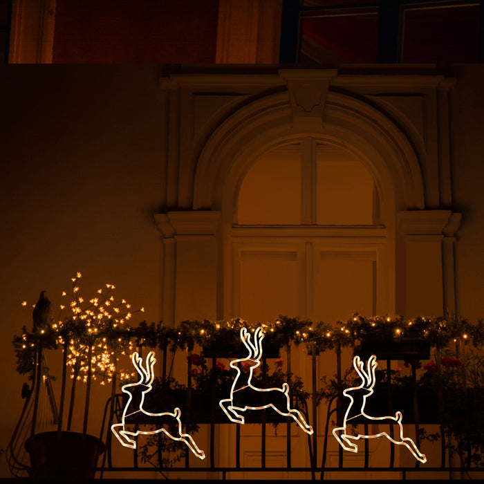 HIGH - TECH  RENNA LUMINOSA NATALIZIA DA ESTERNO CON 43 LED CM.42,5X41,5 A BATTERIA COLORE CALDO