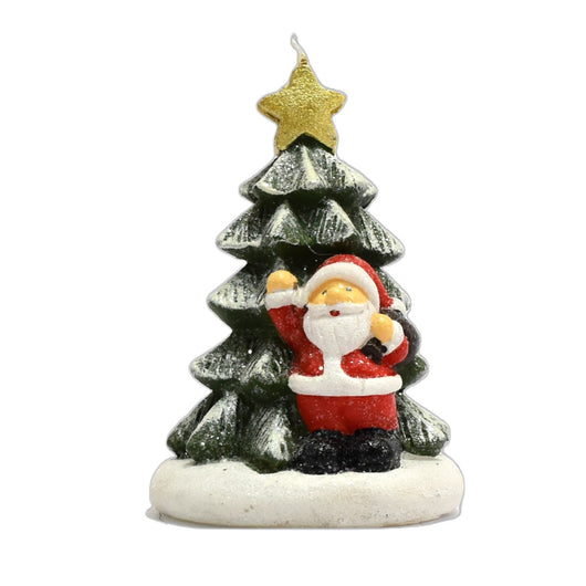 CANDELA NATALIZIA AD ALBERO CON BABBO NATALE DA 13 CM