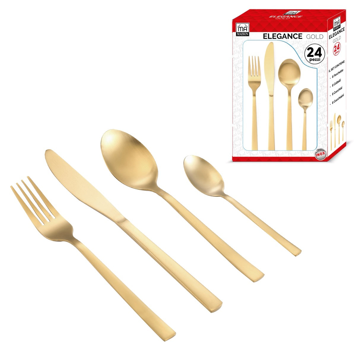 MAURY'S ELEGANCE SET DI 24 POSATE DA TAVOLA COLORE ORO