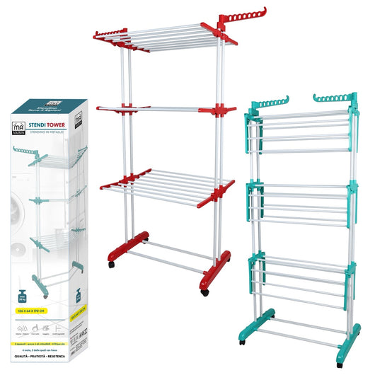 MAURY'S STENDINO A TORRE CON 3 PIANI 126 X 64 X H170  CM IN COLORE ASSORTITO