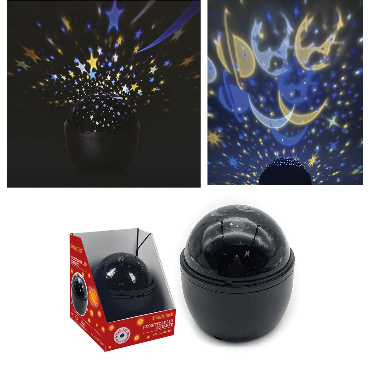 HIGH-TECH PROIETTORE A LED ROTANTE PER INTERNO CON DECORI NATALIZI