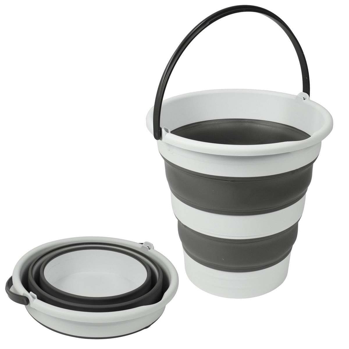 MAURY'S SECCHIO PIEGHEVOLE IN SILICONE CON MANICO DA 15LT GRIGIO E BIANCO