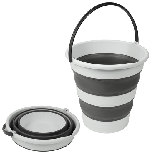 MAURY'S SECCHIO PIEGHEVOLE IN SILICONE CON MANICO DA 15LT GRIGIO E BIANCO