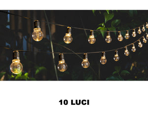 HIGH-TECH CATENA LUMINOSA ENERGIA SOLARE 10 LAMPADINE 5 CM LUNGHEZZA 2MT