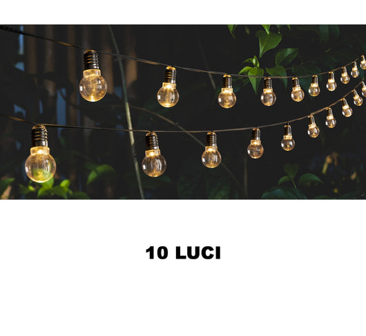HIGH-TECH CATENA LUMINOSA ENERGIA SOLARE 10 LAMPADINE 5 CM LUNGHEZZA 2MT