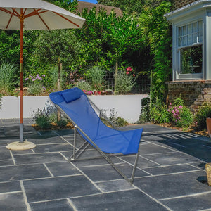 SDRAIO IN ACCIAIO E TEXTILENE BLU CON POGGIATESTA MORBIDO