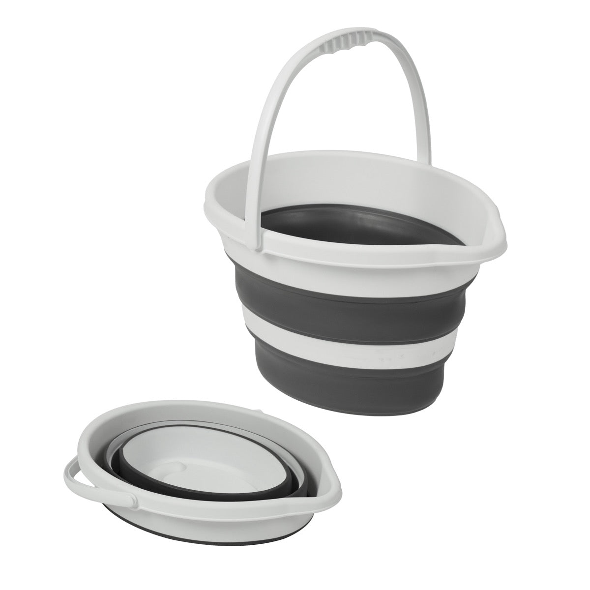 MAURY'S SECCHIO PIEGHEVOLE IN SILICONE CON MANICO DA 5LT GRIGIO E BIANCO