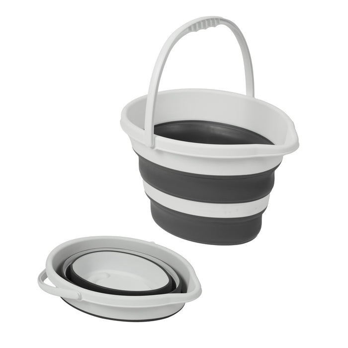 MAURY'S SECCHIO PIEGHEVOLE IN SILICONE CON MANICO DA 5LT GRIGIO E BIANCO