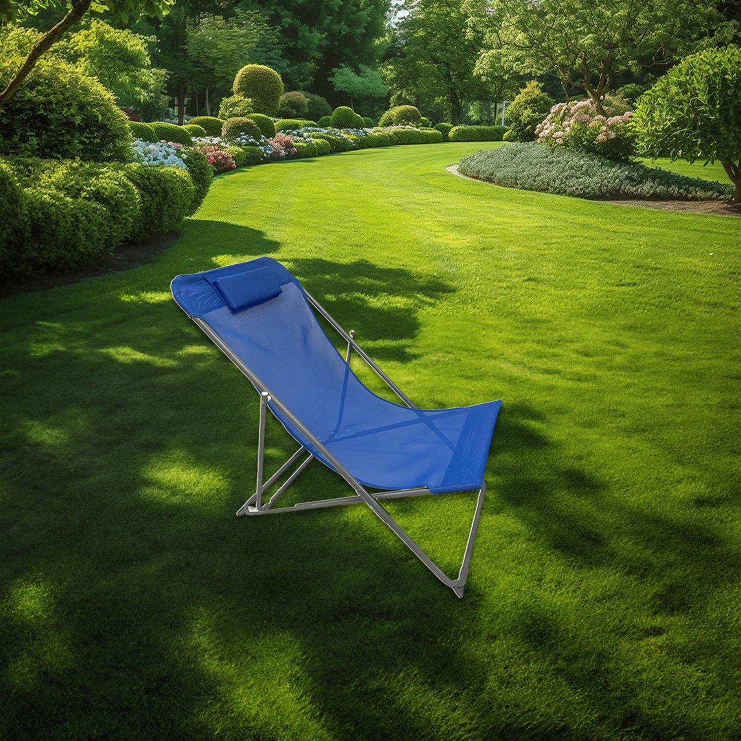 SDRAIO IN ACCIAIO E TEXTILENE BLU CON POGGIATESTA MORBIDO