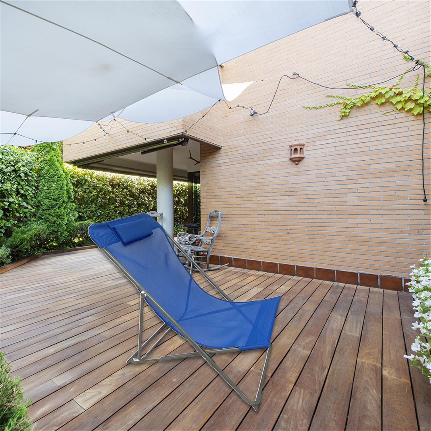 SDRAIO IN ACCIAIO E TEXTILENE BLU CON POGGIATESTA MORBIDO