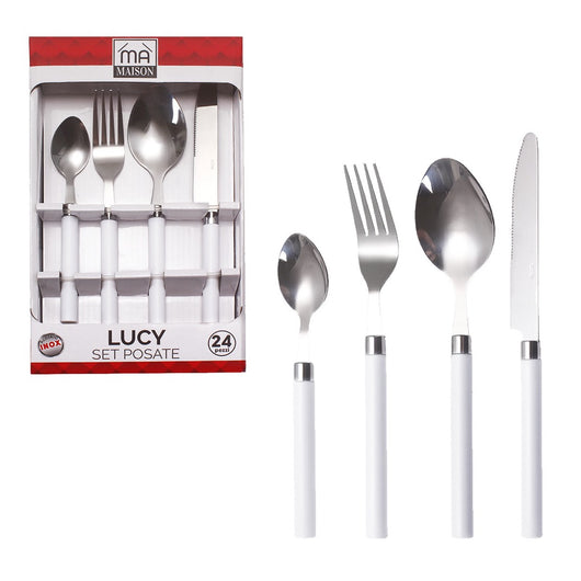 MAURY'S SET POSATE LUCY IN CONFEZIONE DA 24 PEZZI IN COLORE BIANCO