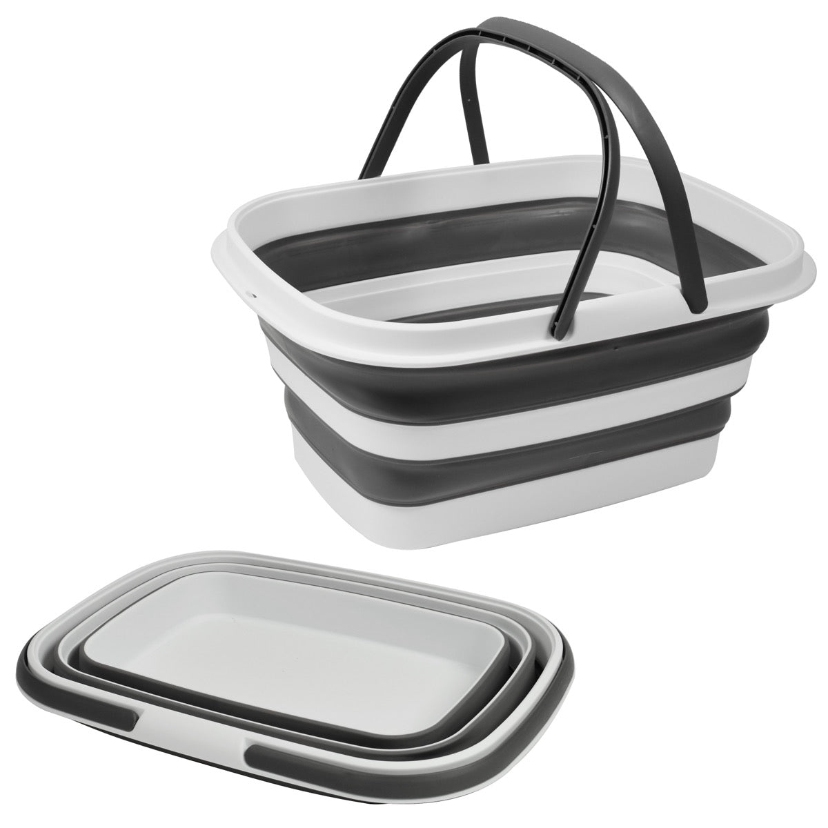 MAURY'S CESTO PIEGHEVOLE PER BUCATO CON MANICI DA 8,5 LT GRIGIO E BIANCO