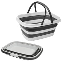 MAURY'S CESTO PIEGHEVOLE PER BUCATO CON MANICI DA 8,5 LT GRIGIO E BIANCO