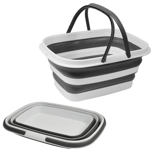 MAURY'S CESTO PIEGHEVOLE PER BUCATO CON MANICI DA 8,5 LT GRIGIO E BIANCO