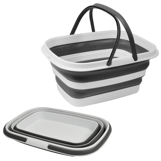 MAURY'S CESTO PIEGHEVOLE PER BUCATO CON MANICI DA 8,5 LT GRIGIO E BIANCO