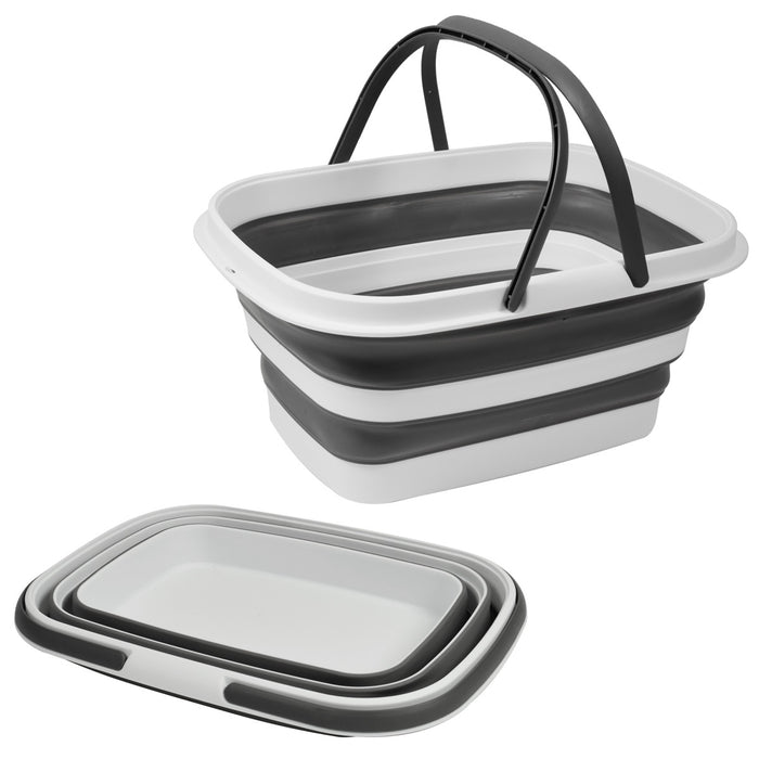 MAURY'S CESTO PIEGHEVOLE PER BUCATO CON MANICI DA 8,5 LT GRIGIO E BIANCO