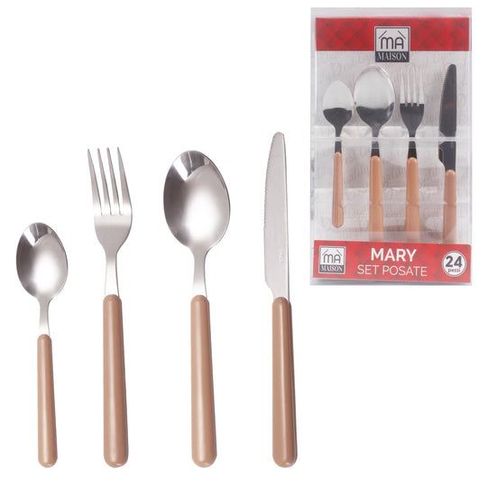 MAURY'S SET POSATE MARY IN CONFEZIONE DA 24 PEZZI IN COLORE CIPRIA