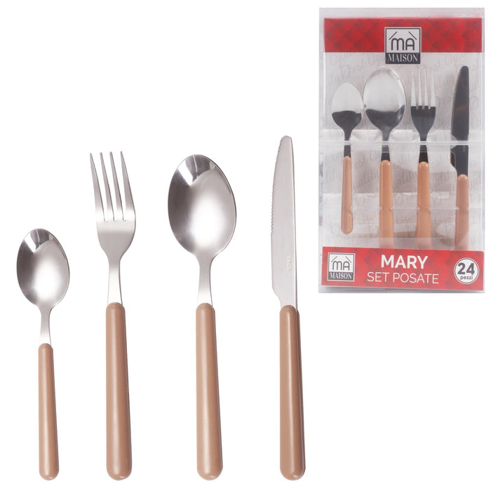 MAURY'S SET POSATE MARY IN CONFEZIONE DA 24 PEZZI IN COLORE CIPRIA