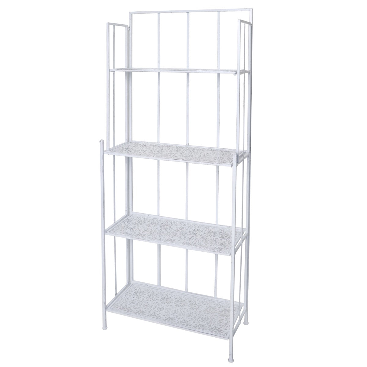MA MAISON ENTRATINA 4 RIPIANI  60X28X160 CM DI COLORE BIANCO STRUTTURA IN ACCIAIO
