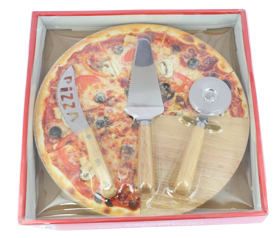 SET PIZZA CON TAGLIERE IN LEGNO E UTENSILI PROFESSIONALI