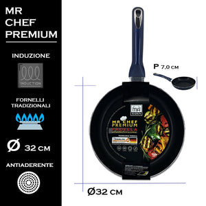 MA MAISON MR CHEF PREMIUM PADELLA CM.32 ANTIADERENTE IN ALLUMINIO CUCINA TRADIZIONALE E INDUZIONE