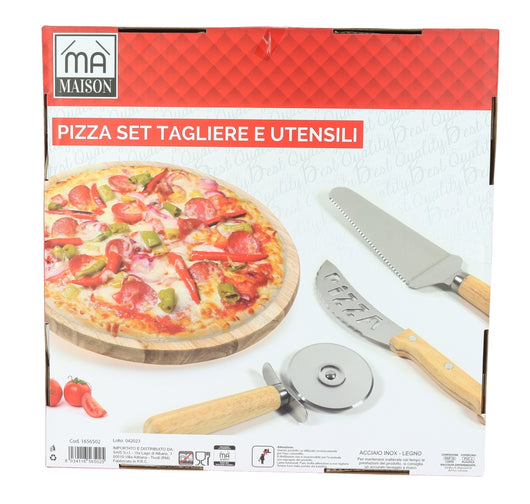 SET PIZZA CON TAGLIERE IN LEGNO E UTENSILI PROFESSIONALI