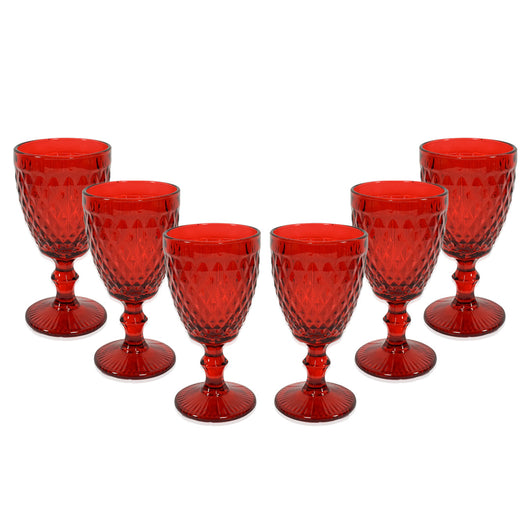 MA MAISON SET 6 CALICI KING IN VETRO LAVORATO NATALIZI PER VINO 350 ML ASSORTITI