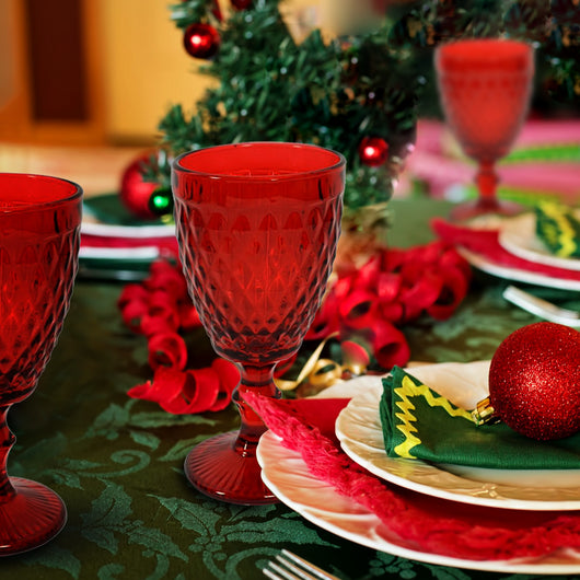 MA MAISON SET 6 CALICI KING IN VETRO LAVORATO NATALIZI PER VINO 350 ML ASSORTITI