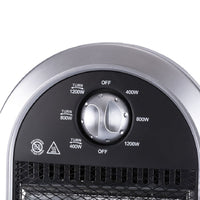 Stufa Elettrica Oscillante 1200W 3 Elementi Alogena Basso Consumo 31x31 H 71cm