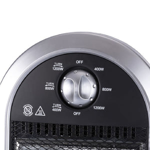 Stufa Elettrica Oscillante 1200W 3 Elementi Alogena Basso Consumo 31x31 H 71cm