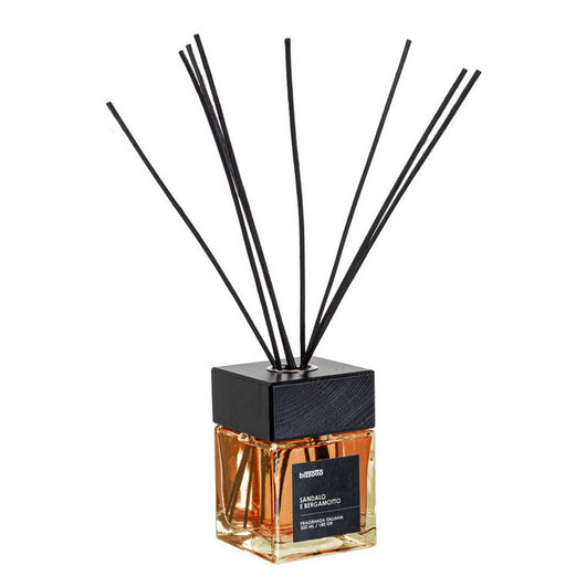 Diffusore per Ambienti con Bastoncini e Tappo in Legno Bizzotto Formato: 200 ml, Fragranza: Sandalo e Bergamotto