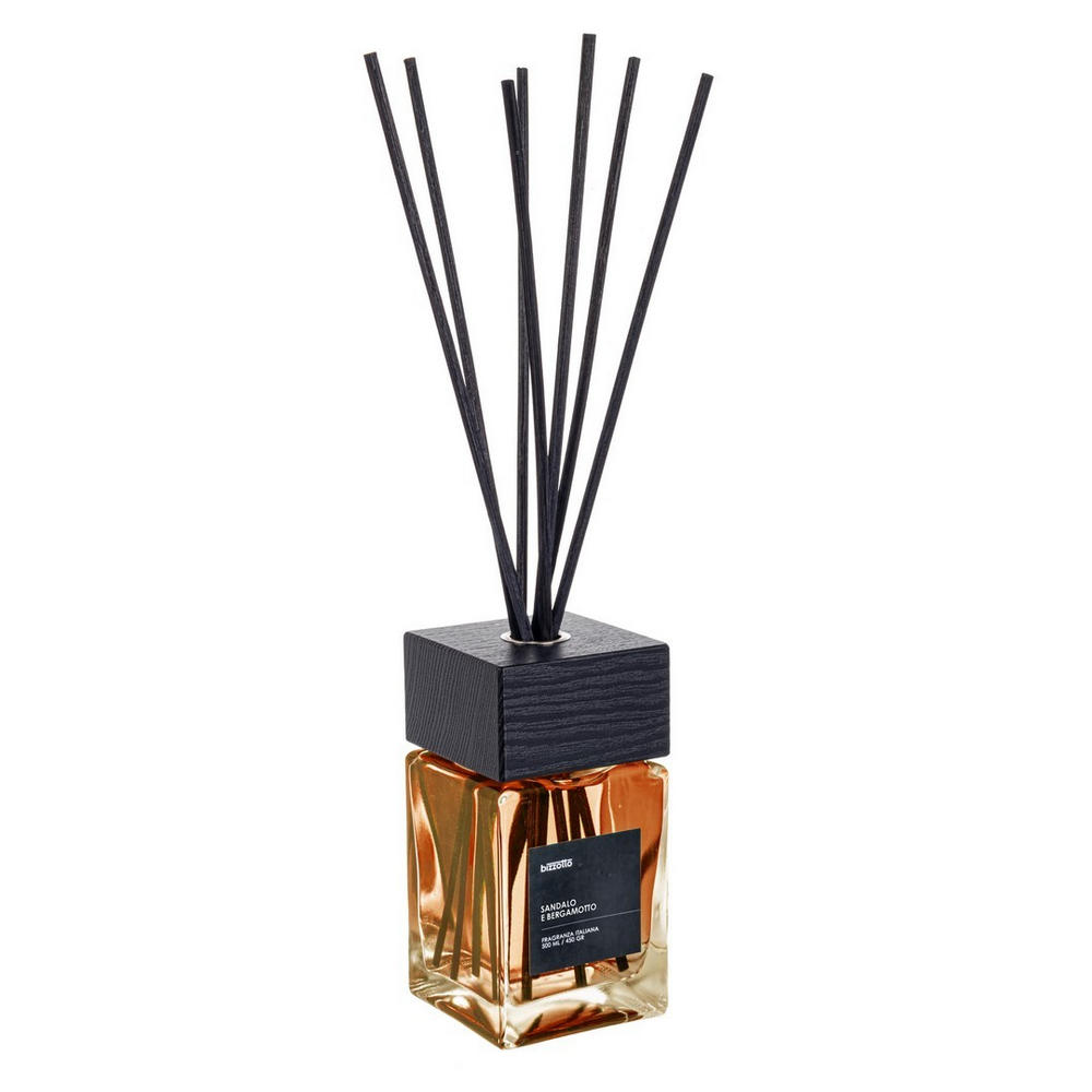 Diffusore per Ambienti con Bastoncini e Tappo in Legno Bizzotto Fragranza: Sandalo e Bergamotto , Formato: 500 ml