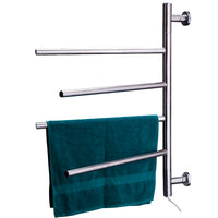 Termoarredo Elettrico 50W Scaldasalviette con 4 Ganci Girevoli Cromo Lucido