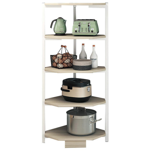 Libreria Scaffale Angolare 5Piani Metallo e Legno MDF 40x40 H120cm Bianco Quercia