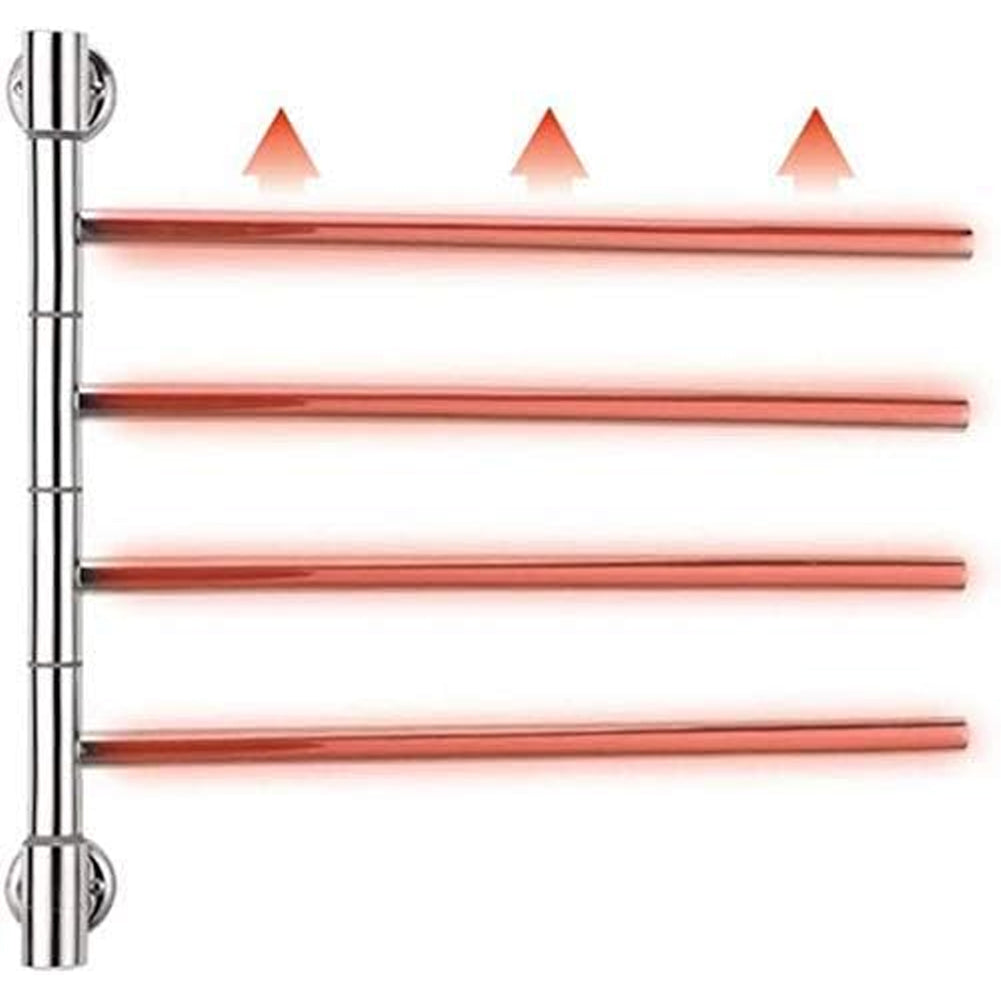 Termoarredo Elettrico 50W Scaldasalviette con 4 Ganci Girevoli Cromo Lucido