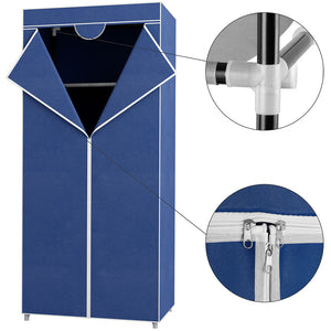 Armadio in Tessuto TNT Guardaroba Appendiabiti con Ripiano 70x46H160 cm Blu