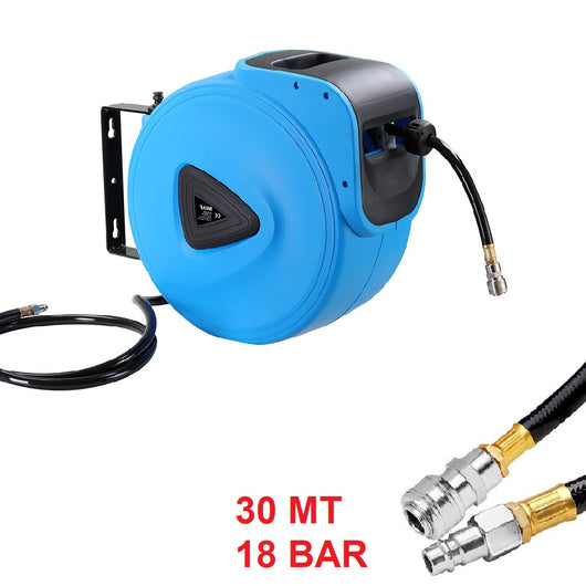 Avvolgitubo Aria Compressa ABS Tubo pvc 30mt Attacco 1/4 Riavvolgimento automatico