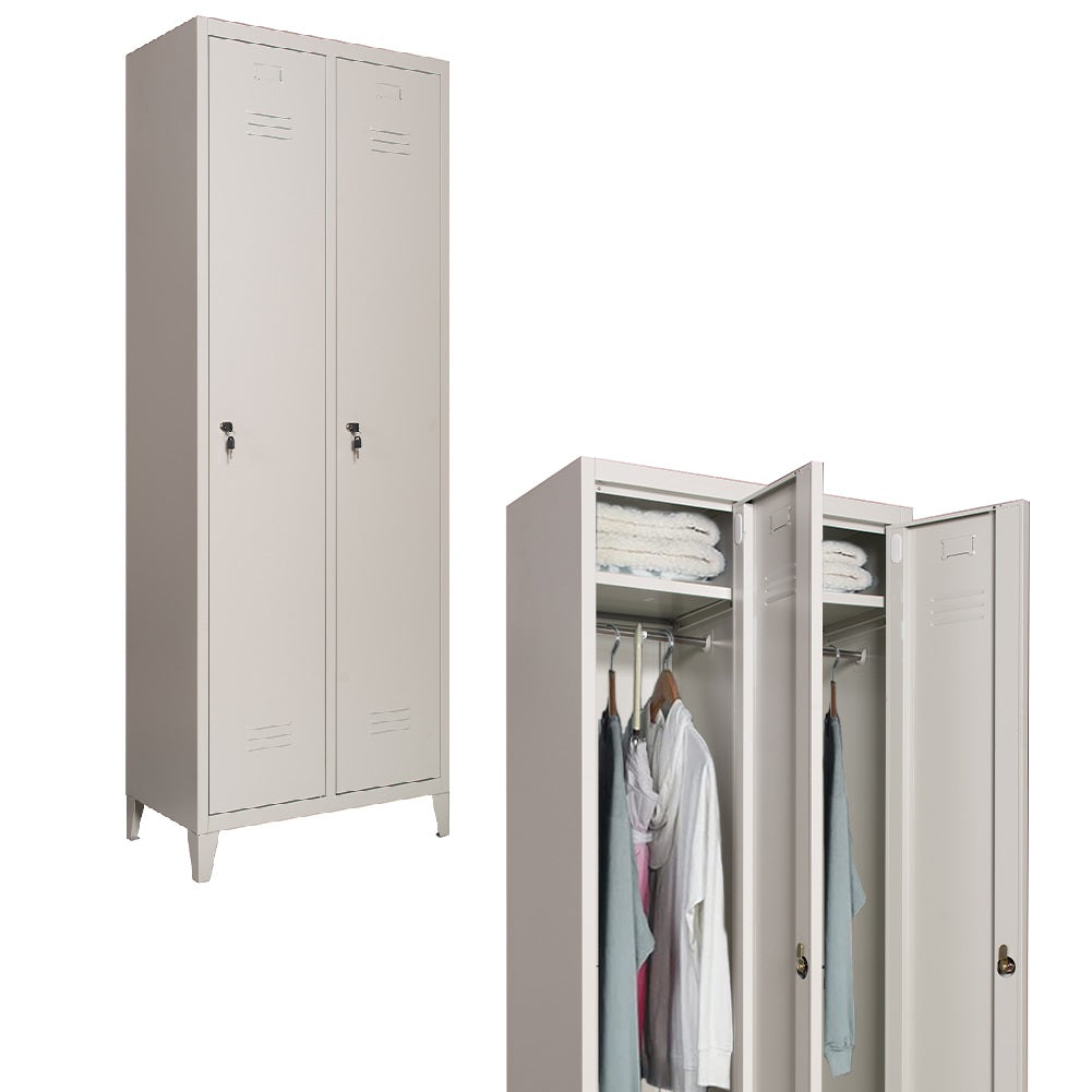 Armadio in Metallo Verniciato 2 Ante Spogliatoio con Ripiano Superiore 66X36X180cm
