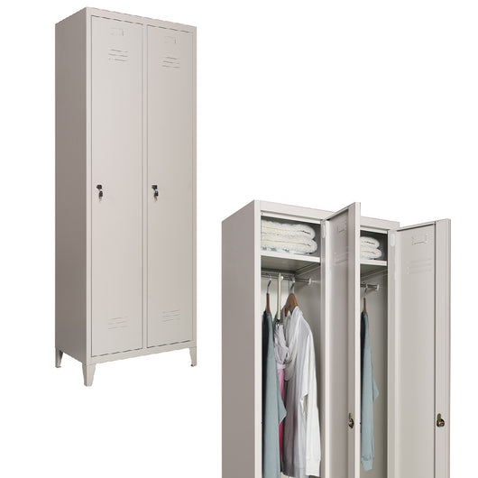 Armadio in Metallo Verniciato 2 Ante Spogliatoio con Ripiano Superiore 66X36X180cm