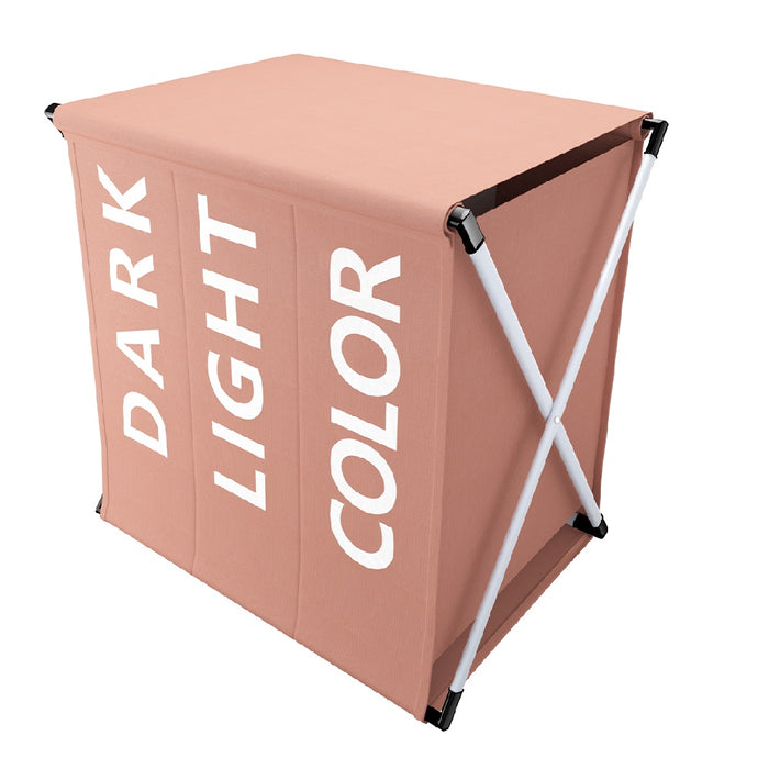 Cesto PortaBiancheria Triplo Metallo e Tessuto Pieghevole Salvaspazio 64x38H62cm