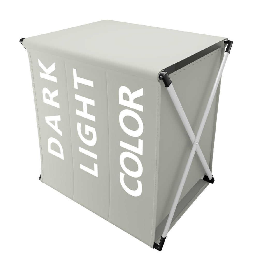 Cesto PortaBiancheria Triplo Metallo e Tessuto Pieghevole Salvaspazio 64x38H62cm