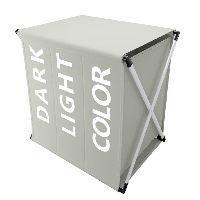 Cesto PortaBiancheria Triplo Metallo e Tessuto Pieghevole Salvaspazio 64x38H62cm