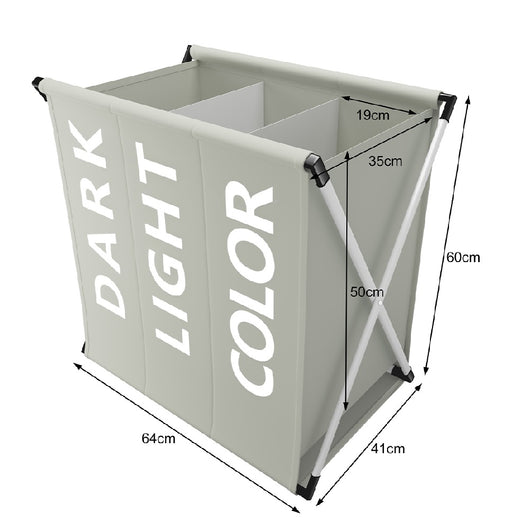 Cesto PortaBiancheria Triplo Metallo e Tessuto Pieghevole Salvaspazio 64x38H62cm