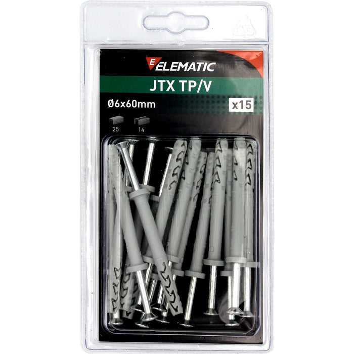 elematic blister tasselli jtx testa piana vite tp/v cm 6x60 (pz.15) cod:ferx.1107