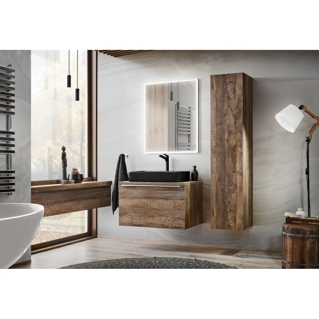 Piano lavabo VANTA rovere scuro 100 cm – Mensola da bagno