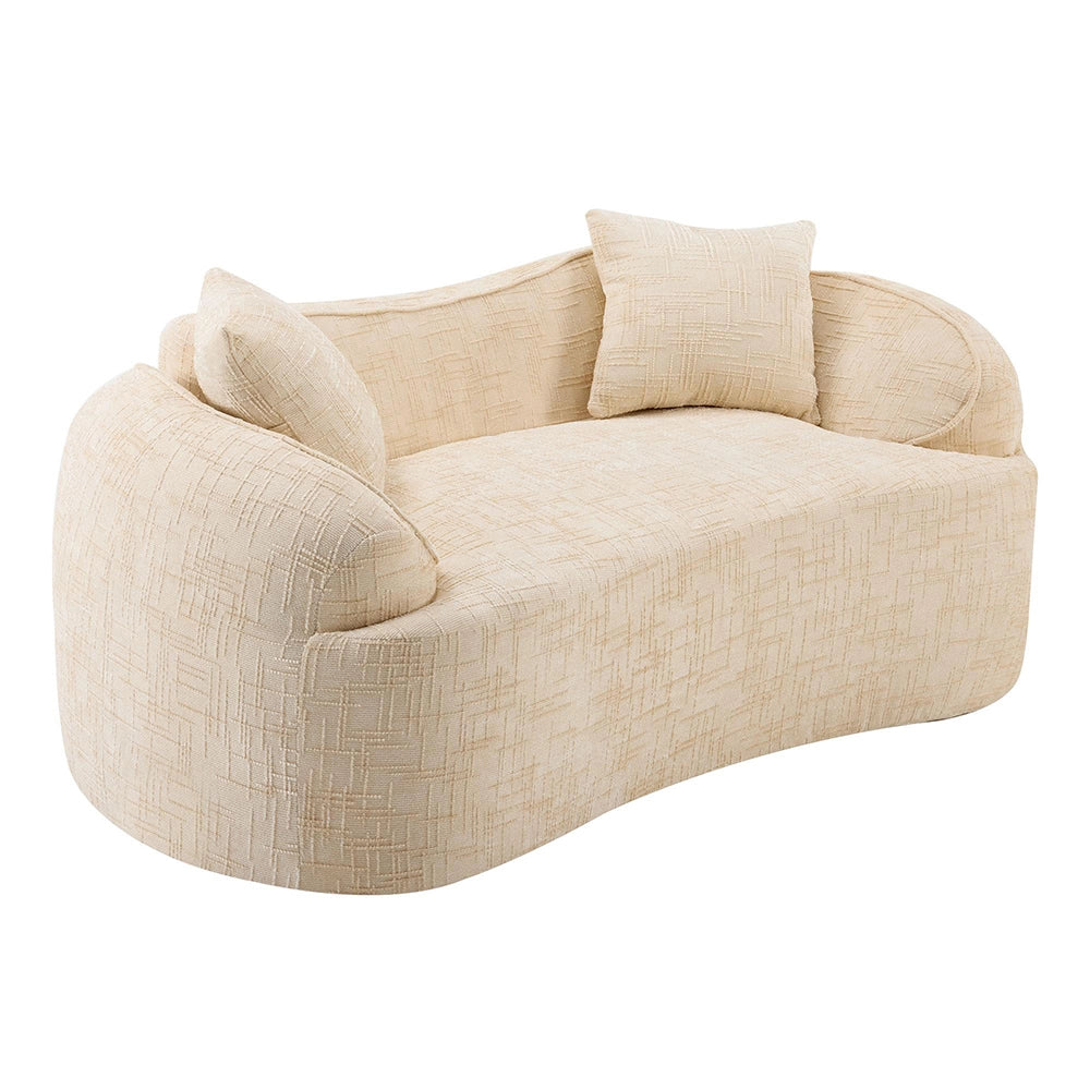 Divano letto compressibile per 2 persone - Xylo - Beige, accantoio, 2 cuscini