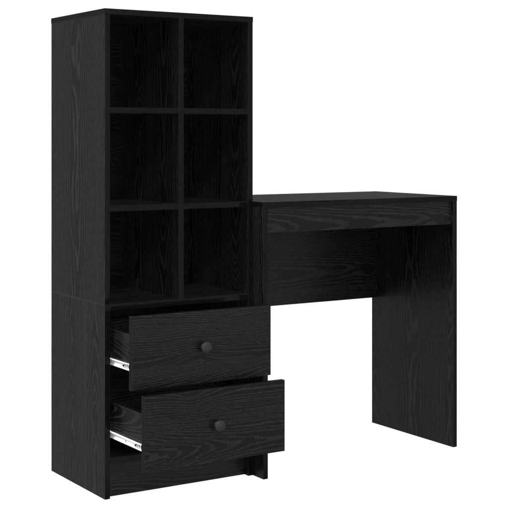 Scrivania con cassetto con lo scaffale 2 pcs Rovere Nero 3337306