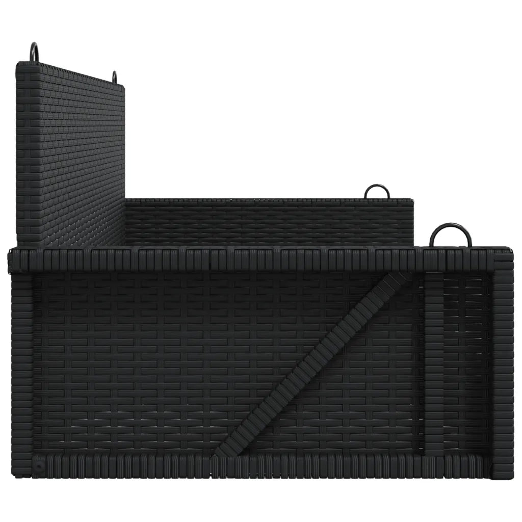 Panca da Giardino | Panchina a Dondolo Nera 119x56x48 cm in Polyrattan