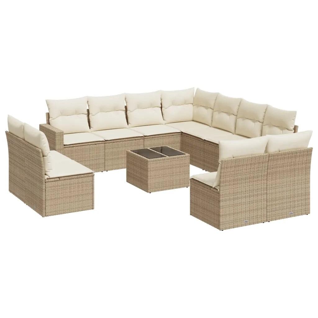 Set Divani da Giardino 12 pz con Cuscini Beige in Polyrattancod mxl 114596