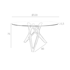 Tavolo da pranzo rotonda vetro temperato e noce